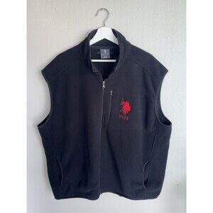 USPA Polo Fleece Vest Black Big & Tall 2XL Full Zip Polyester Great Condition